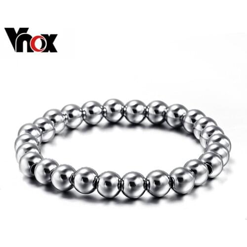 Vnox Never fade stainless steel bracelet bangle for men and women unisex bead ball jewelry