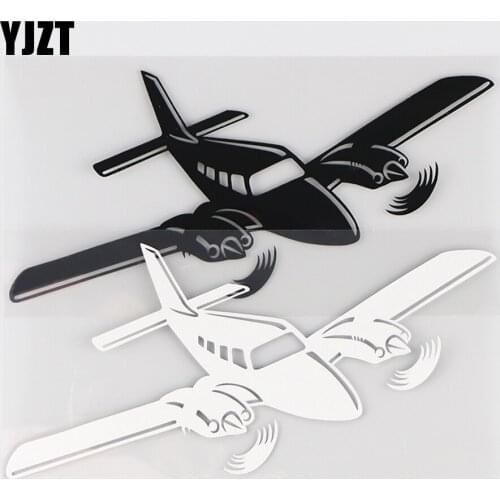 YJZT 15.3×7.2CM Dual Engine Propulsion Aircraft Personalized Art Decor Vinyl Decal Aircraft Car Sticker Black / Silver 10A-0472
