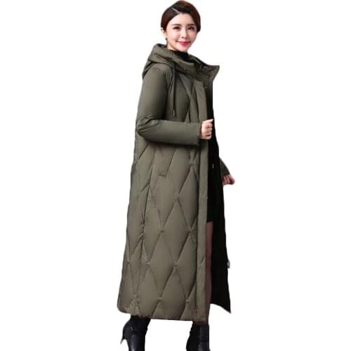 Winter Down Parka Coats Women 2019 New Long Warm White Duck Down Jacket Coat Female Plus Size Down Overcoat Ladies Hooded Jacket