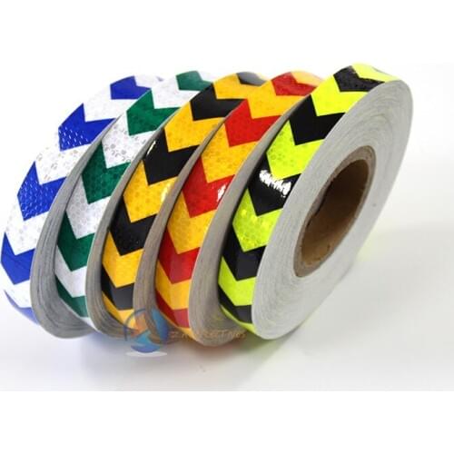 1inchx9m arrow traffic safety sign car safety reflective warning cinta reflejante pvc marking tape 5 colors