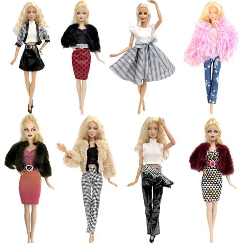 1 Set Street Graffiti Dress Letters Casual Short Shirt Party Dress For Barbie Doll Accessories 292O