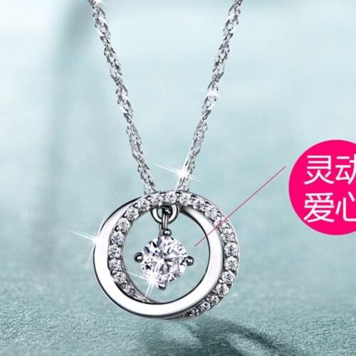 100% Real 925 Silver Color Jewelry Pendants Necklaces for Women Ball Design Diamond 925 Sterling Necklace Fine Jewelry