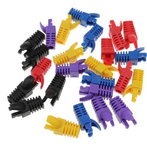 100Pcs Colorful RJ45 CAT5 CAT5E CAT6 8P8C Ethernet Network Plug Sheath, RJ45 Strain Plug Cover Boot