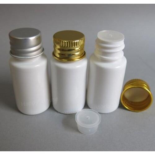 100 x 10ml Refillable Portable White PET Plastic Orifice Reducer Bottles with Aluminum Cap 10cc Empty Lotion Cosmetic Container