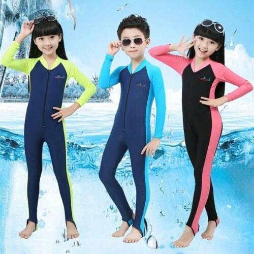 2018 Long Sleeves Kids Wetsuits Diving Suits Boys/Girls Children Rash Guards One Piece Sun Protection Surfing Snorkel Wetsuit