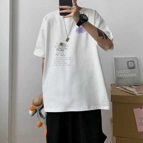 2021 summer short-sleeved mens t-shirt hip-hop printed t-shirt sports t-shirt bottoming shirt