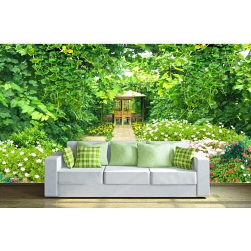 Living room bedroom 3D TV background wall 3D wallpapers Green vine garden flowers and plants wallpapers for kids on the wall