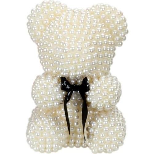 23cm 3D Foam Bear Modeling Imitation Pearl Handmade Craft Gift Christmas Valentines Day Wedding Home Decoration