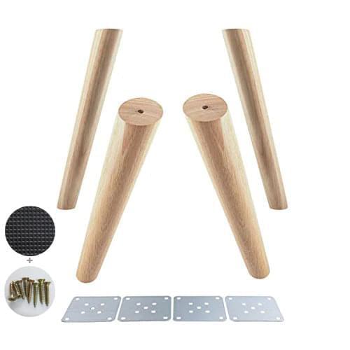4pcs 30cm Height Wooden Furniture feet Oblique Tapered Reliable Cabinets legs Sofa table Wood feet With Screws and Mats as Gifts
