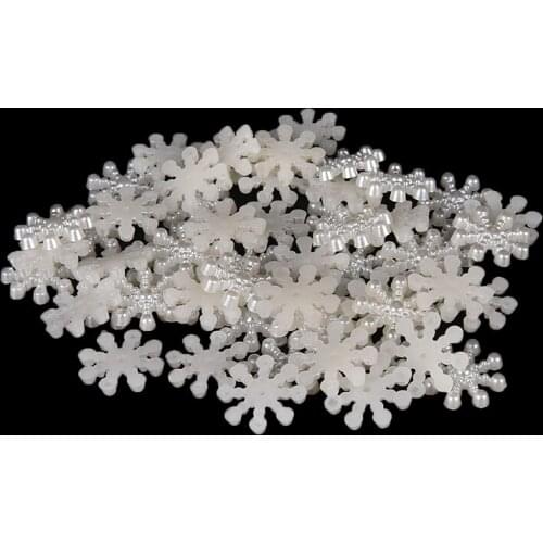 50pcs/lot Snowflake Flatback Pearl Embellishments Christmas Craft Cardmaking qtys Embellishment Christmas Wedding Decoration