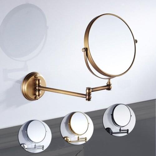 8 inch Bathroom Mirror Dual Arm Extend 2 Face Round Copper framed Make Up Mirror