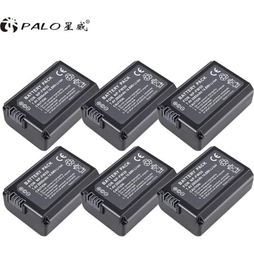 PALO 6Pcs NP-FW50 Camera Battery NPFW50 NP FW50 for SONY A5000 A5100 A7R NEX5 5R 5N A6000 A7 NEX6 NEX7 NEX5R NEX5N