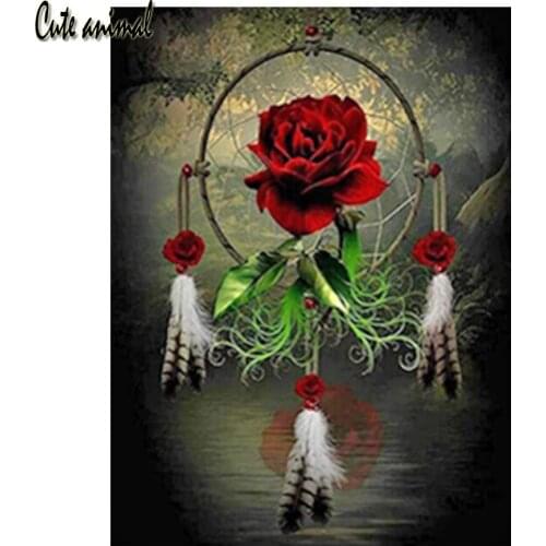 5D Diamond Painting Diamond Mosaic Rose Flower Picture Needlework Full Square Drill Feather Cross Stitch Kit Decoration New
