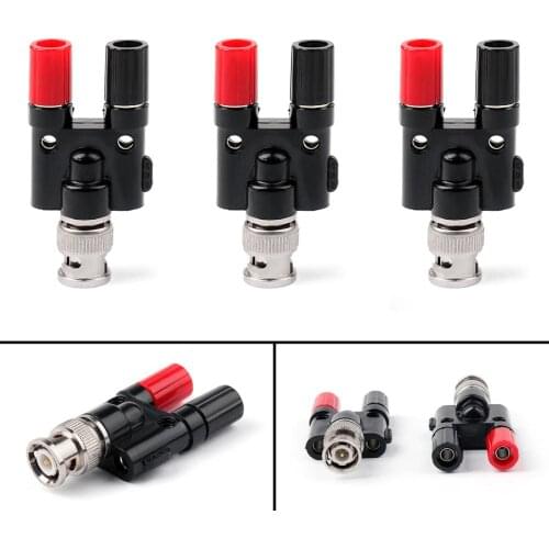 Artudatech 3PCS BNC Male Plug to Two Dual Banana Jack Binding Coaxial Adapter Connector