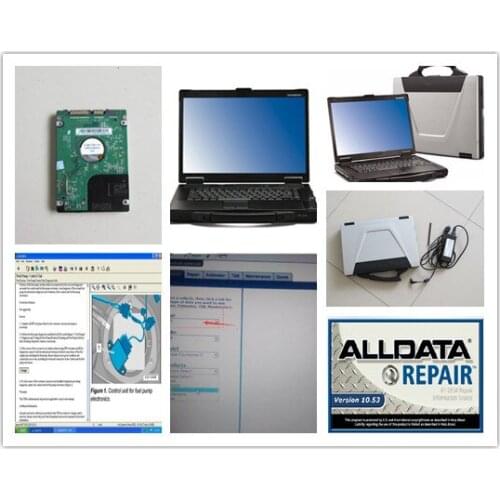 Auto software alldata 10.53 2in1 with laptop toughbook cf-52 with battery ram 4g hdd 1000gb windows7