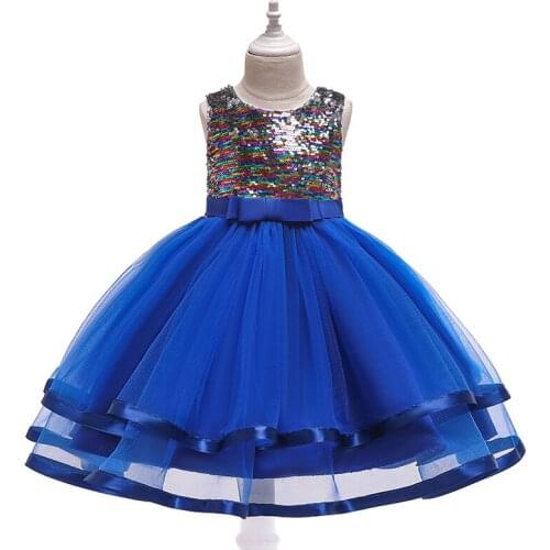 Cake Ball Gown Prinecess Dress Kids Summer Custome Clothes Child Elegant Wedding Birthday Party Dresses For 3-8Y Children Girl