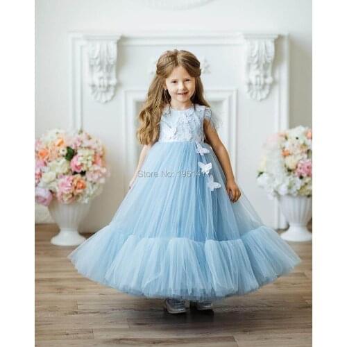 Kids Princess Dresses for Girls Children Feather Beading Gowns Toddler Birthday Party Frocks Boutique Baby Dresses AG0117
