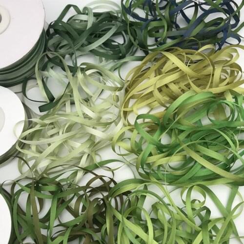 4mm green variegated color 100% pure silk woven double face silk ribbons for embroidery handcraft project,gift packing