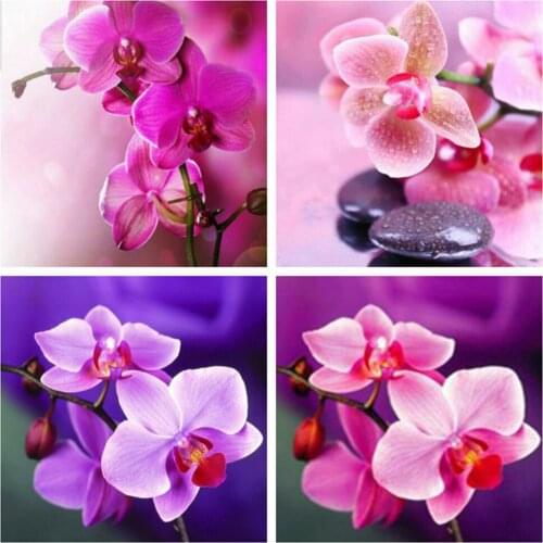 EverShine Diamond Painting Full Square Orchid Cross Stitch Diamond Mosaic Stone Picture Rhinestones Flower Home Decor Wall Art