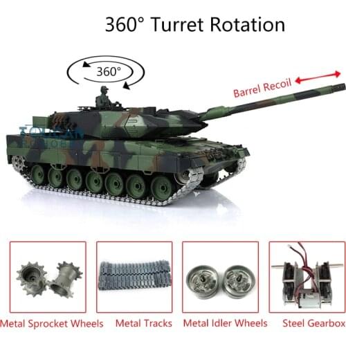 Heng Long 1/16 7.0 Upgraded Leopard2A6 RC Tank 3889 W/ 360 Turret Barrel Recoil TH17582-SMT4