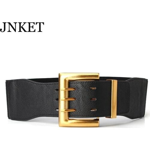 JNKET New Fashion Three Pin Buckle Womens Elastic Waist Seal Dress Coat Decorative Waist Belt Girdle