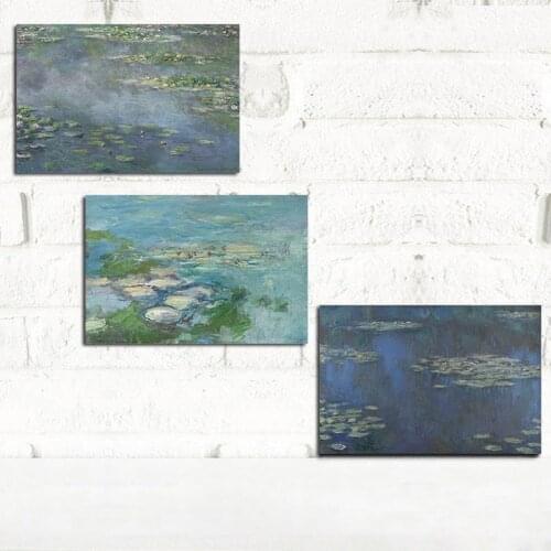 Claude Monet Water Lilies Painting Poster Impressionist Pond Landscape Oil Painting Print on Canvas Wall Picture for Living Room