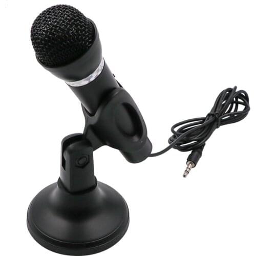 Condenser Microphone 3.5mm Plug Home Stereo MIC Desktop Stand for PC YouTube Video Skype Chatting Gaming Podcast Recording
