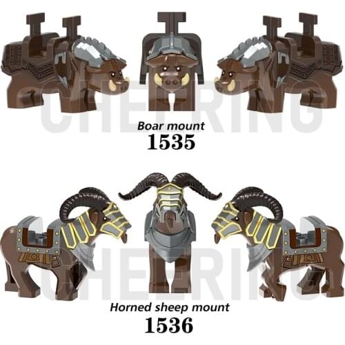 Building Blocks Middle Ages Animal Boar Horned Sheep Mount Action Figures For Children Toys Gift XH 1535 XH 1536