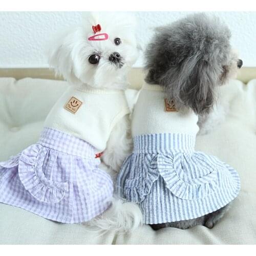 Summer Dress for Dog Pets Dog Clothes Chihuahua Smiley Dress Skirt Puppy Clothing Spring Dresses for Dogs Jean Pet Clothes XS-XL