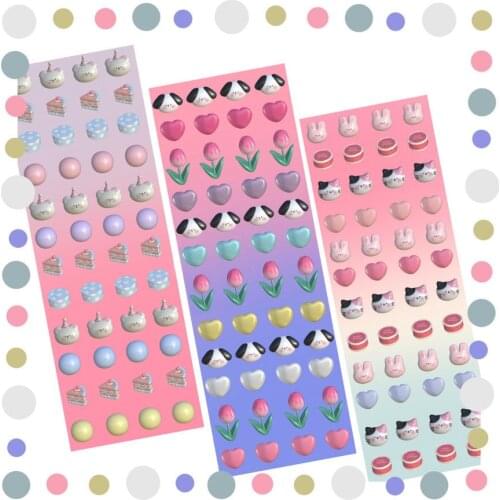 Cute Animal Epoxy Handmade Decorative Stickers Tulip Cartoon Kawaii Little bear Scrapbooking Hand Account Stationery Sticker