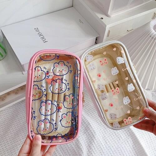 Cartoon Creative Pencil Case Large Capacity Makeup Bag Storage Stationery Organizer with Zipper Girl Heart Pencil Case