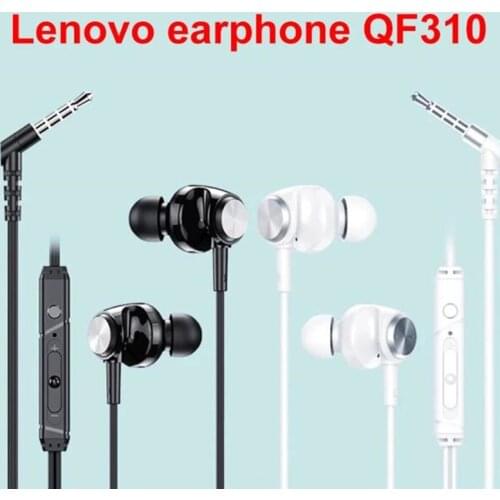Lenovo QF310 Stereo Bass Headphone In-Ear 3.5MM Wired Earphones Metal HIFI Earpiece with MIC for cellphones