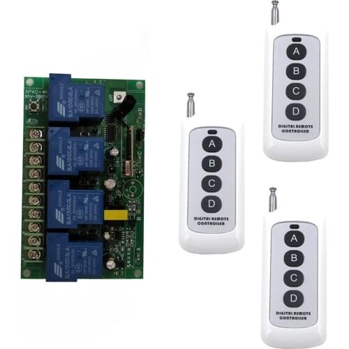 AC 110V 120V 220V 240V 85-265V 4 CH 4CH Wireless Remote Control Switch RF Wireless Light Switch Transmitter Receiver 315 /433Mhz
