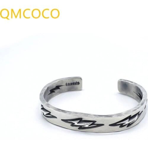 QMCOCO 2021 New Korean Version Punk Design Geometric Lightning Pattern Bracelet INS Fashion Temperament Men And Women Party Gift