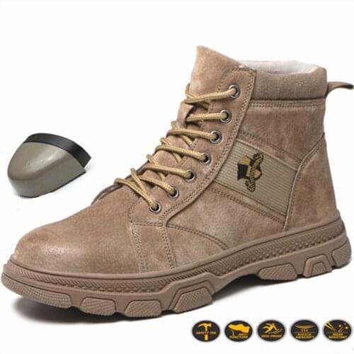 Steel Toe Work Shoes Breathable Working Safety Shoes Men Boots Lightweight Puncture-Proof Waterproof Indestructible Shoes