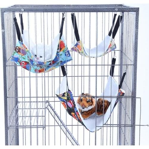 S/M/L Pet Hamster Hammock Warm Rat Hanging Beds House Small Animal Cage Squirrel Guinea Pig Plush Print Nests Pet Accessories