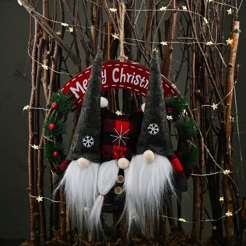 Christmas decorations forest dolls for the elderly three rattan wreaths and wreath pendants