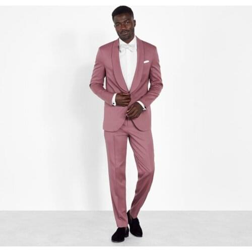 Pink Formal Mens Coat Suits Plus Size Two Button Groom Best Man Coat Business Wedding Blazer 2 Pieces(Jacket+Pants)