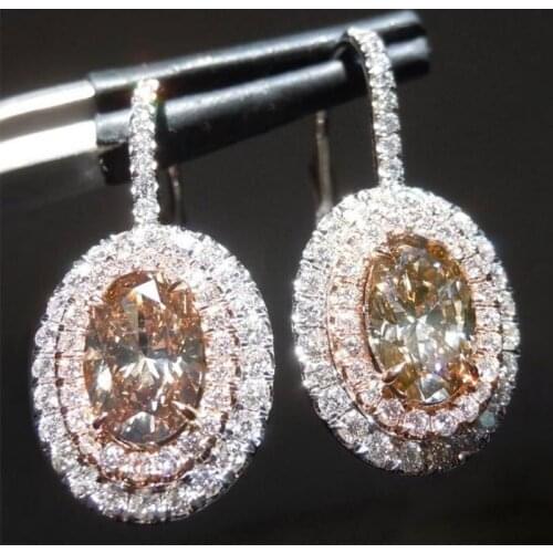 HUAMI Ellipse Stud Earrings Luxury Zircon Fine Jewelry Indian Women Fashion Statement Geometric Gifts for Girl Bijoux Femme