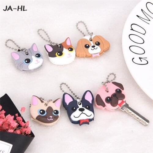 Silicone Key Ring Cap Head Cover Keychain Case Shell Cat Hamster Pug Dog Animals Shape Lovely Jewelry Gift 1 Pc Hot Sale