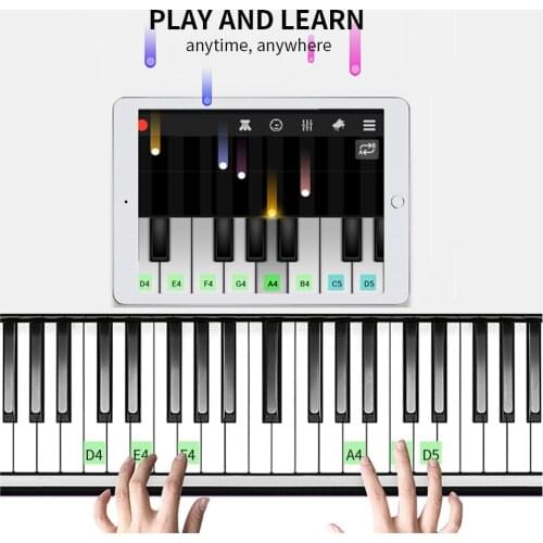 Roll-Up Piano Portable Electronic Music Instrument Hand Roll Piano Environmental Silicone Keyboard Horn Kid Adult Toy 88 Keys