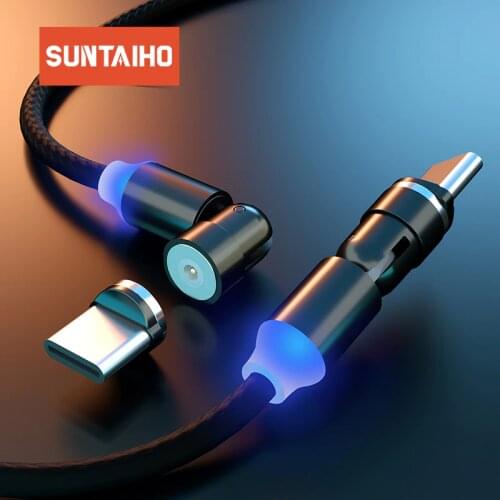 Suntaiho 540 Rotate Magnetic Charging Cable Micro USB Type C Cable for iPhone Cable Magnet Charger Mobile Phone Cable USB Cord