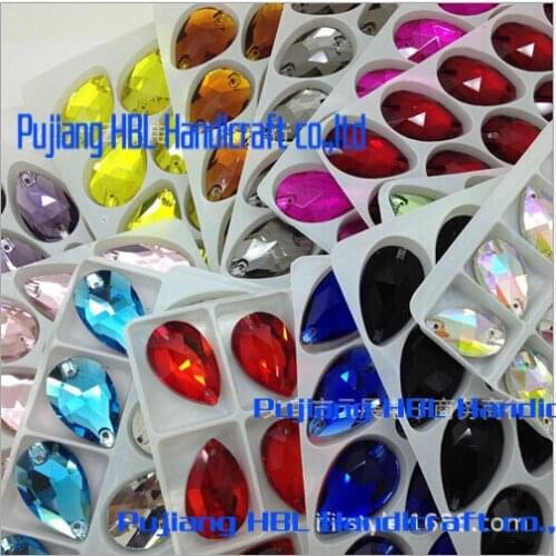 Light Pink Resin Sew On Stones 17x28mm 15pcs waterdrop shape shing Crystal Glass