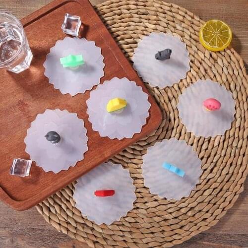 Heat-resistant Cup Cover Transparent Cherry Silicone Lid Cartoon Dust Leak Proof Kitchen Household Seal Accessories