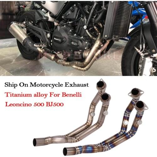 Titanium Alloy Motorcycle Exhaust Pipe For Benelli Leoncino 500 BJ500 Modified Front Middle Link Pipe Moto Escape Muffle Slip On
