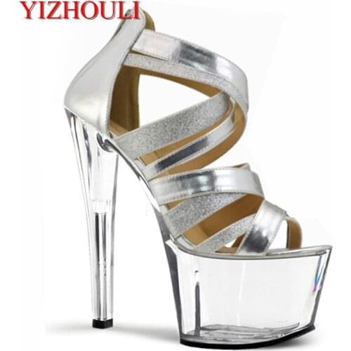 17cm Sparkling high-heeled shoes women fashion shoes vov with sexy Roman style Sandals