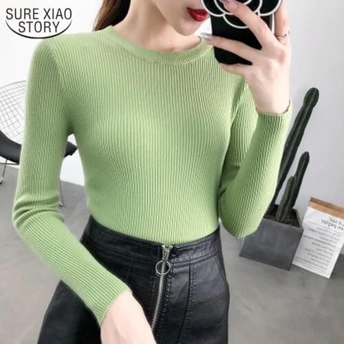 Women Bottoming Sweater Womens Knitwear Autumn and Winter Womens Korean Slim Sweater Women Tight Long Sleeve Pullover 10817