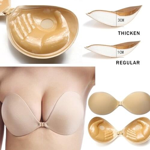 Adam Hand Thicken A-D Cup Invisible Silicone Women Bra With Straps For Low Collar Dress Top Wedding dress BH