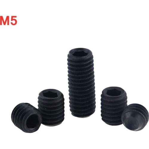 10PCS M5*4 5 6 8 10 12 16 20 25 DIN916 Black Grade 12.9 Alloy Steel Hex Hexagon Socket Allen Cup Point Grub Screw Set Bolt M5x4
