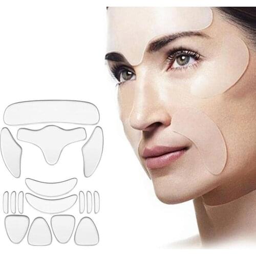 16 In 1 Transparent Face Silicone Anti-wrinkle Sticker Reusable Forehead Sticker Cheek Paste Wrinkle Stickers Beauty Tool